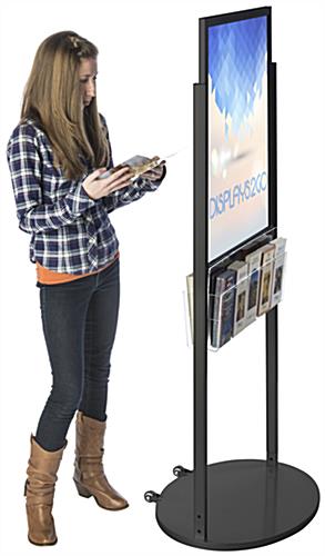 Black 22 x 28 Mobile Poster Display with 10 Literature Pockets for Visuals