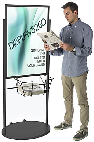 Black 24 x 36 Poster and Literature Stand with Wheels for Graphics