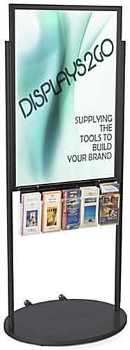 Black 24 x 36 Mobile Poster Display with 10 Literature Slots, Floorstanding