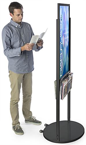 Black 24 x 36 Mobile Poster Display with 10 Literature Slots, Acrylic Holster