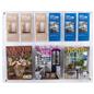Wall mounted magazine rack with stainless steel standoffs