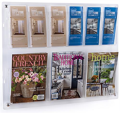 This Wall Mounted Magazine Rack Is Constructed of Clear Acrylic 29 inch x 23 inch wall mounted magazine rack