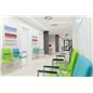 3-tiered acrylic literature wall rack in medical facility