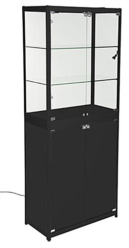 Black Portable Display Case with (5) LED Lights Black Portable Display Case