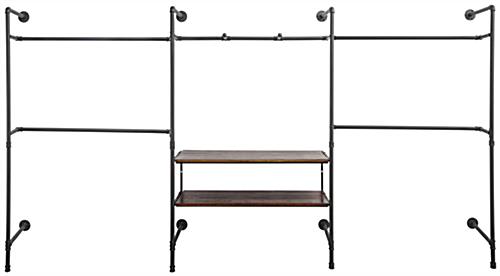 Large Pipe Outrigger Retail Wall System Pipe Outrigger Retail Wall System with 5 Clothing Hanging Bars