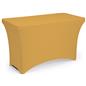 Gold stretch table cloth with fire retardant design