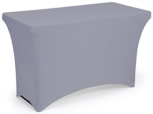 This Stretch Table Cloth Can be Washed and Dried with Ease From Home Gray stretch table cloth with dryer safe design