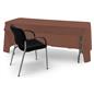 Brown 3-sided event table cloth with room for seating and storage