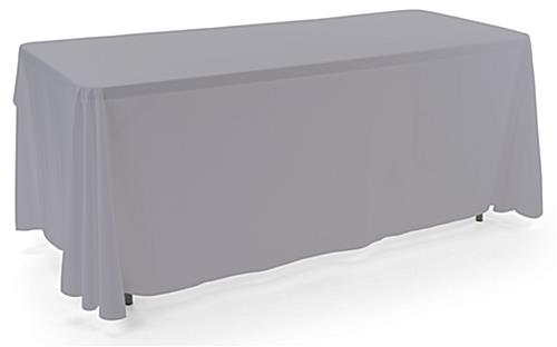 This Grey 3-sided Event Table Cloth Is Safe For Standard Washing Machines Grey 3-sided event table cloth in machine washable fabric