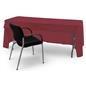 Burgundy 3-sided event table cloth with room for seating and storage