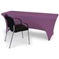 Purple stretch table cloth with wrinkle resistant design