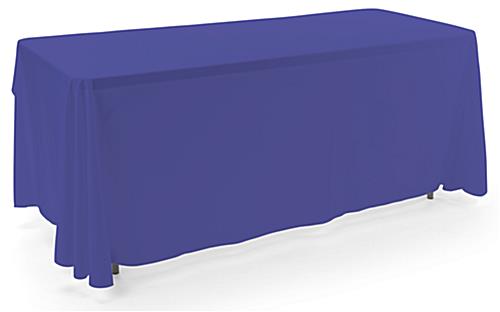 This Royal Blue 3-sided Event Table Cloth Is Safe For Standard Washing Machines Royal blue 3-sided event table cloth in machine washable fabric