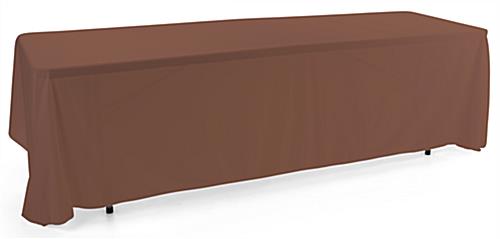 This Brown 3-sided Event Table Cloth Can Be Cleaned Regularly in the Washing Machine Brown 3-sided event table cloth in machine washable polyester fabric