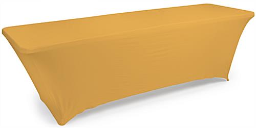 Use This Stretch Table Cloth to Dress Up Wedding Reception Tables Gold stretch table cloth
