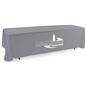 Gray open back tablecloth is machine washable