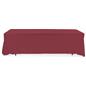 Burgundy 3-sided event table cloth with clean drape and rounded corner design