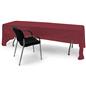 Burgundy open back tablecloth with easy access to extra supplies