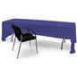 Royal blue open back tablecloth with easy access to extra supplies