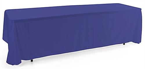 This Royal Blue 3-sided Event Table Cloth Can Be Cleaned Regularly in the Washing Machine Royal blue 3-sided event table cloth in machine washable polyester fabric