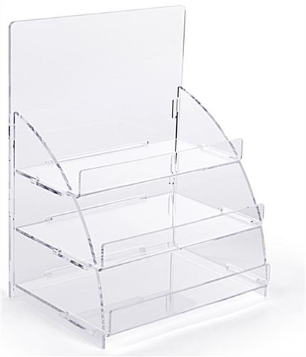 Three Tiered Acrylic Retail Countertop Rack - Perfect for POP Items Three tiered acrylic retail countertop rack with easy assembly