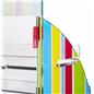 Three tier printed acrylic display shelves with interlocking slots