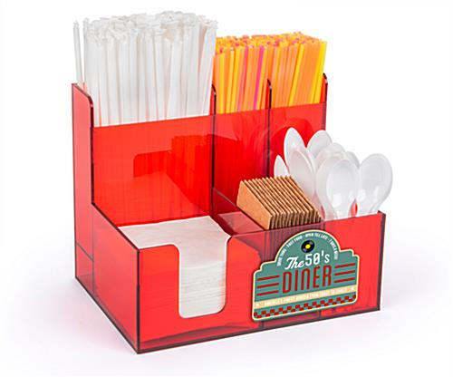 Acrylic Countertop Condiment Organizer - Perfect for Old School Themed Diners Acrylic countertop condiment organizer with customizable front