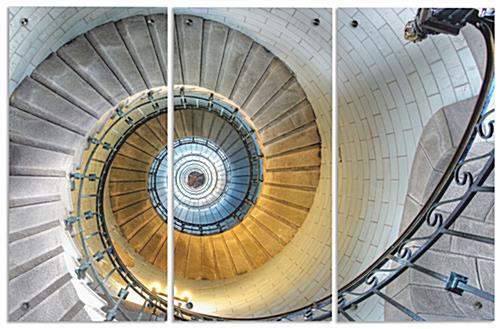 Spiral Staircase Acrylic Triptych Ideal for Museums Spiral Staircase Acrylic Triptych, 3 Panels