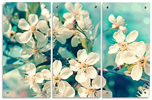 3-Panel Floral Triptych Floral Triptych with Three 15" x 30" Panels