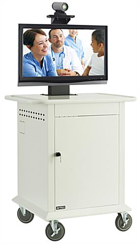 Video Conferencing Cart with Adjustable Camera Mount White Video Conferencing Cart