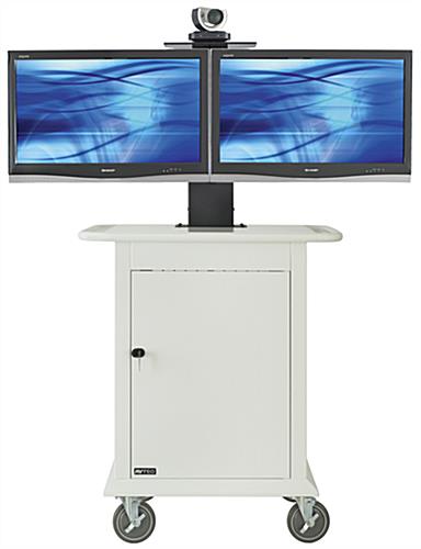 Video Conferencing Trolley with Storage Cabinet Video Conferencing Trolley Fits (2) 32" Displays