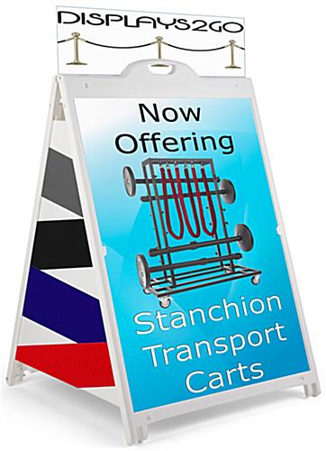 Propped View of 36 x 48 Custom Printed Sidewalk Sign White 36 x 48 Custom Printed Sidewalk Sign