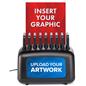 Portable battery dock charging station with customized graphics