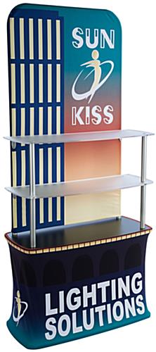 Propped View of Tension Fabric Shelf Stand Trade Show Tension Fabric Shelf Stand