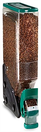 5-1/4 x 27 x 12-Inch, 5-Gallon Green Accent Food Dispener 5-Gallon Gravity Coffee Bean Dispenser Is Clear With Green Accents