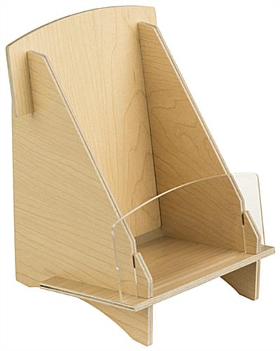Knock Down Wood Brochure Holder with Interlocking Panels Knock Down Wood Brochure Holder with Plywood Panels