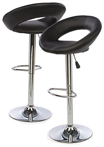 Hydraulic Bar Chair, Max Height Hydraulic Bar Chair with Black Seat & Chrome Base