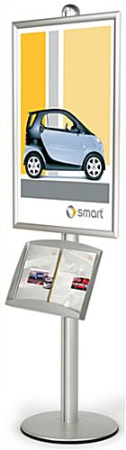 24 x 94 x 18-Inch, Silver Finish Large Poster Stand With Literature Tray Displays 24 x 36-Inch Graphics Big Poster Stand