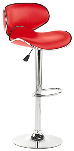 Red Bar Stool, Front View Red Bar Stool Rotates 360 Degrees