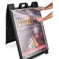 Black snap open a-frame sidewalk sign with anti glare protective lens