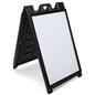 Black snap open a-frame sidewalk sign with weather resistant plastic construction