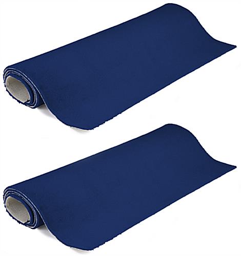 Place this 10’ x 10’ Blue Carpet for Trade Show Booth for Comfort 10’ x 10’ blue carpet for trade show booth in set of (2) 5' x 10' strips