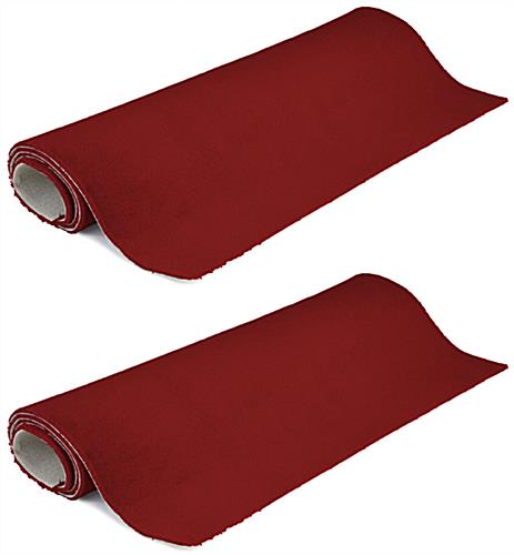 Two-strip 10’ x 10’ Rollable Red Carpet Allows Multiple Configurations to Fit Space Needs 10’ x 10’ rollable red carpet in set of 2 strips
