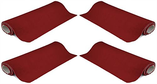 Set of Four 5' x 10' Strips Allows 20’ Rollable Event Carpet To Fit Multiple Event Layouts 20' red carpet roll in set of (4) 5' x 10' strips for multiple configurations