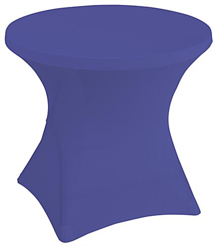 These Stretch Polyester Tablecloths Are Perfect for Round Cafe Tables Royal blue stretch polyester tablecloths with interior foot pockets