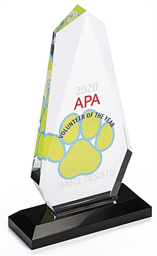 This Acrylic Rectangle Teardrop Award is a Great Way to Recognize Volunteers Custom printed acrylic rectangle teardrop award