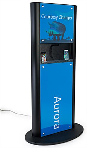 Advertising Charging Kiosk - A Guest Hospitality Item Advertising charging kiosk with sturdy base