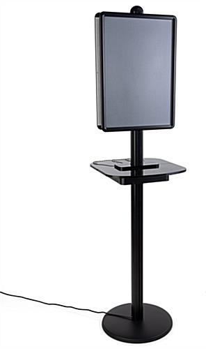 Poster Frame Wireless Charging Station Table - Signage Display Tool Poster frame wireless charging station table with anodized black finish