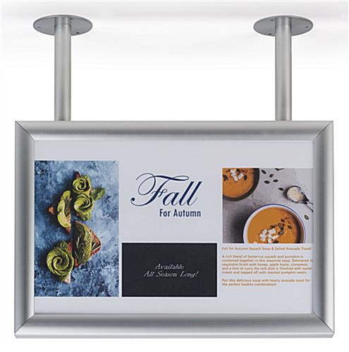 Ceiling Flange Wide Sign Display for 17" x 11" Prints Ceiling flange wide sign display with landscape orientation