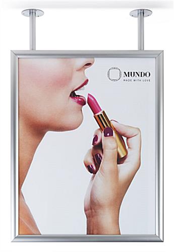 Silver Flange Mount Ceiling Graphic Frame Portrait Orientation Silver flange mount ceiling graphic frame for 22" x 28" posters
