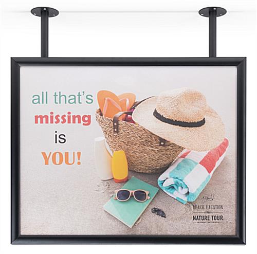 2-Post Flange Ceiling Graphic Sign Hanger Landscape Orientation 2-post flange ceiling graphic sign hanger for 28" x 22" poster